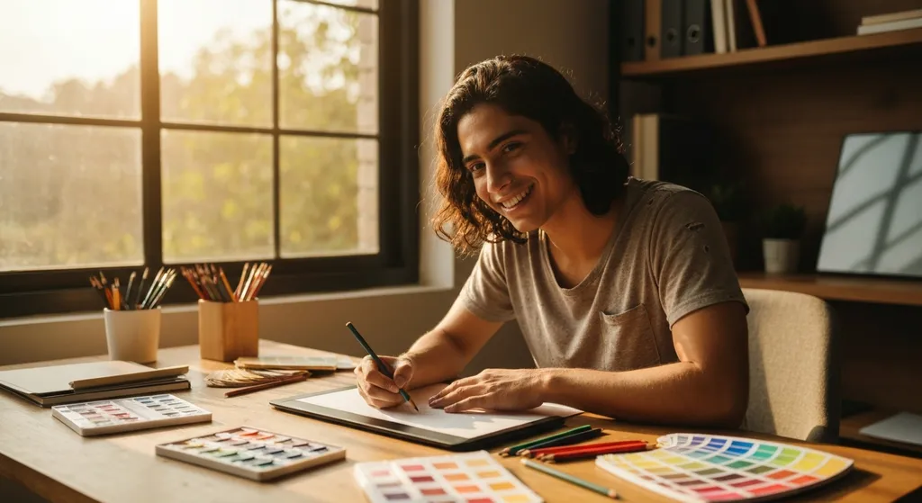persona de personalidad artística creando arte digital