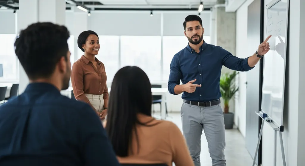 persona de personalidad emprendedora liderando una reunión