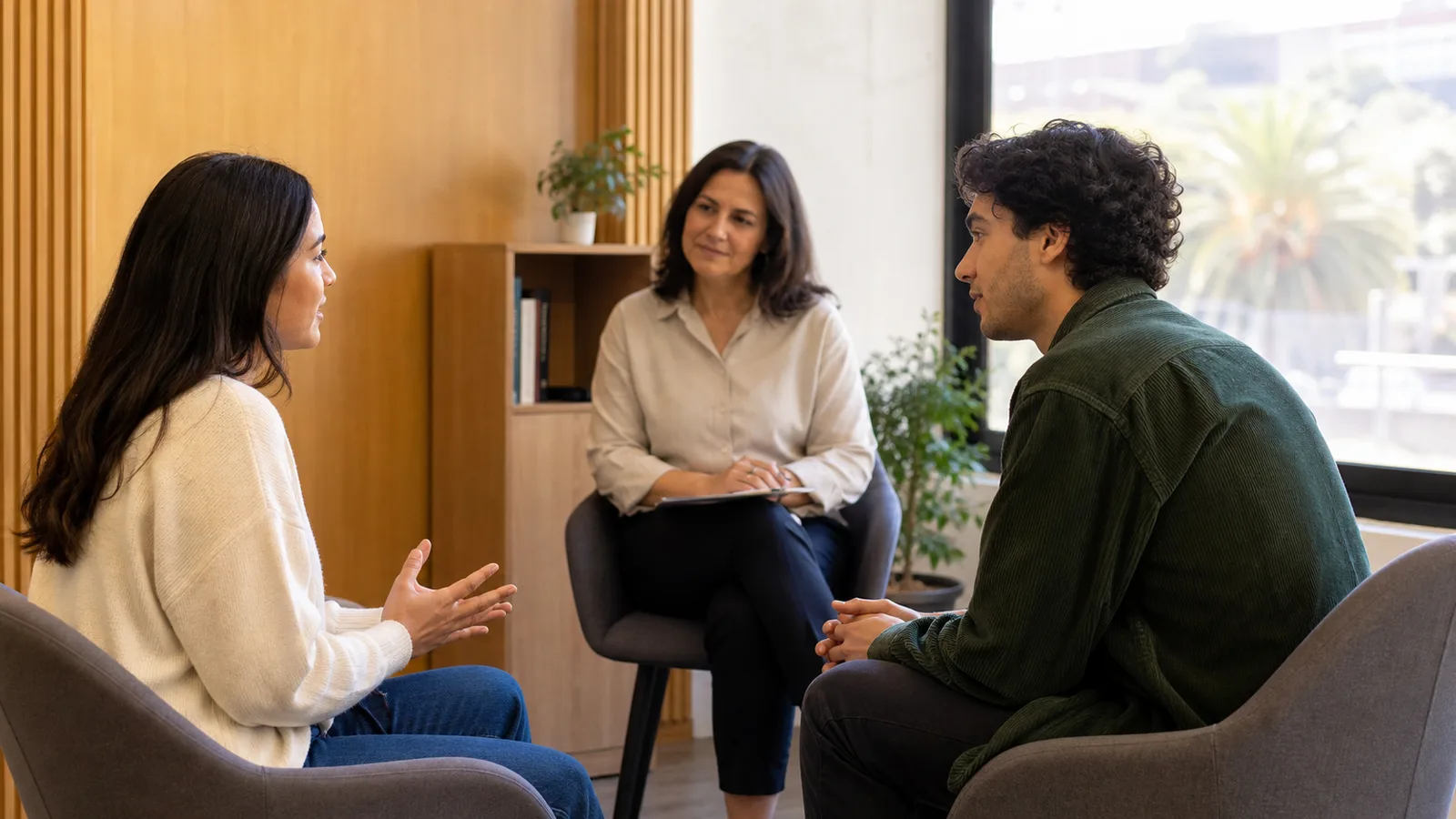 Estudiantes de Psicologia en un taller de role playing simulando una consulta