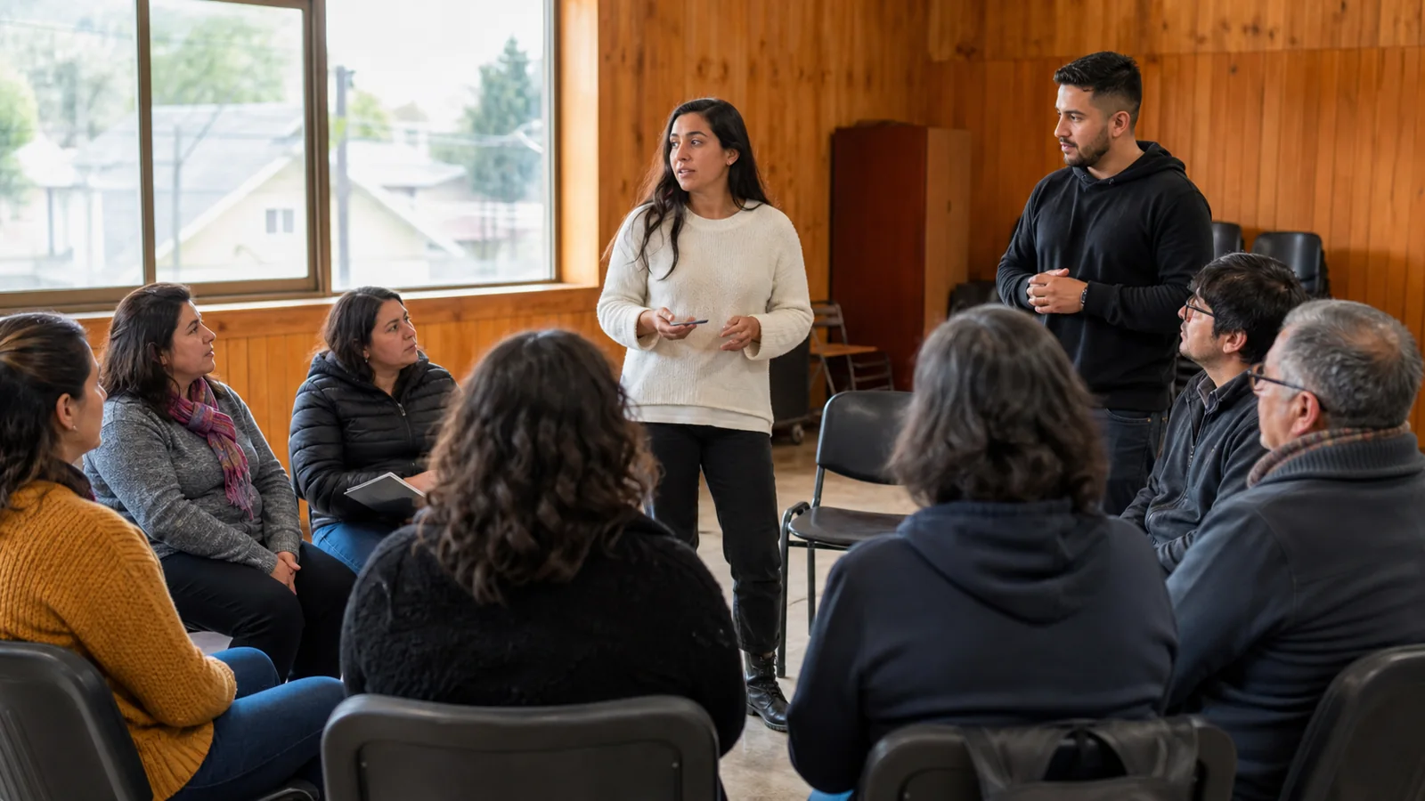 Estudiantes de Psicología en una práctica de psicología comunitaria en una sede vecinal